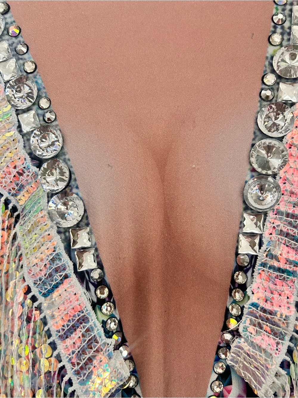 Fringed Sequin Festival Bodysuit in Silver US Sz 2/4 - Picture 7 of 10